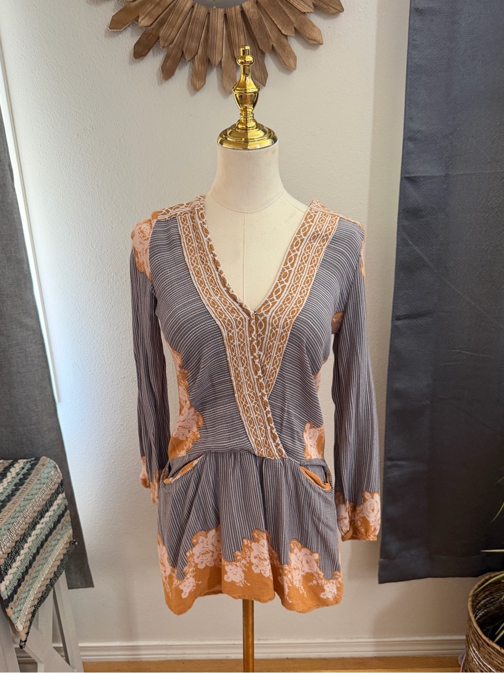 Free People Boho Floral Tunic Dress Size Small